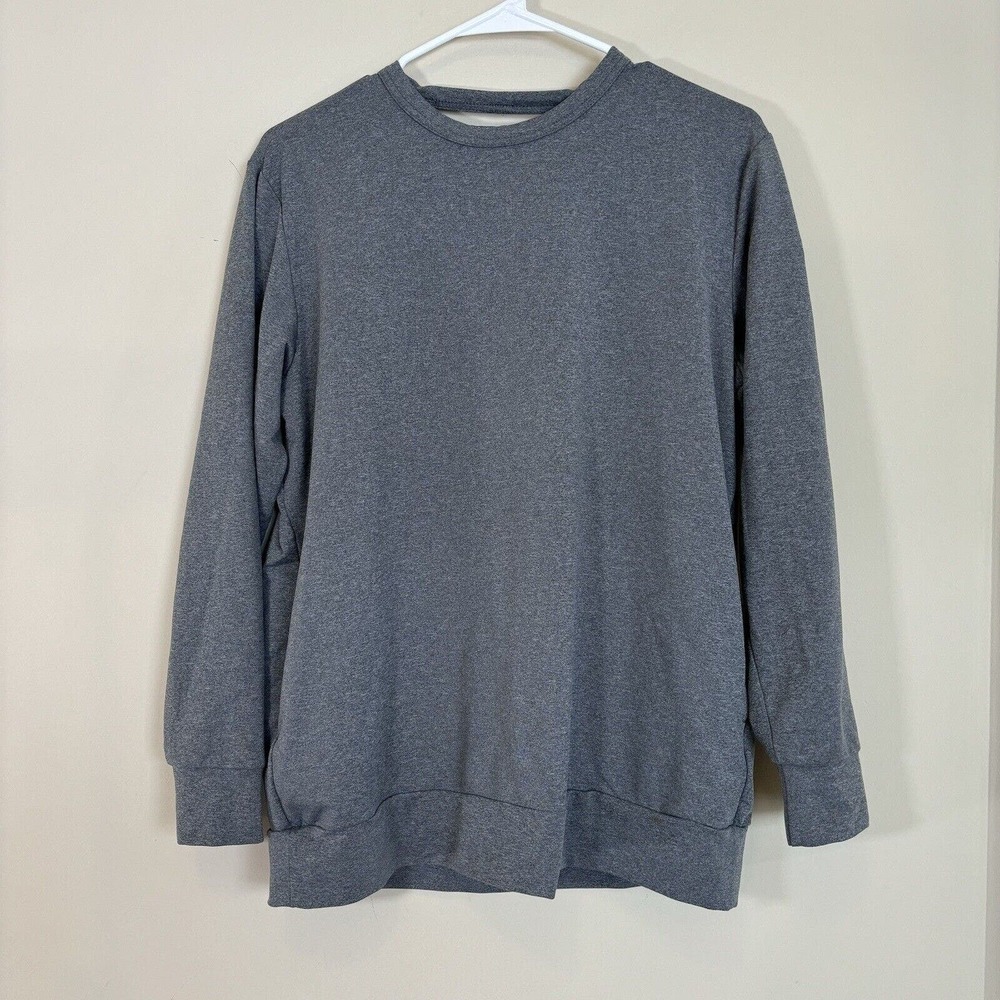 Nike Women's Dry Top Crew Long Sleeve SweatShirt Back Wrap Gray Small
